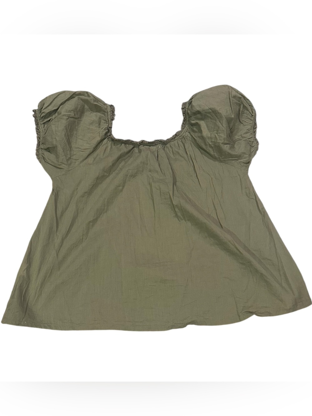 NATURAL LIFE Sweet Nothings Olive Green Short Sleeves Embroidered Cotton Top S - Picture 8 of 12